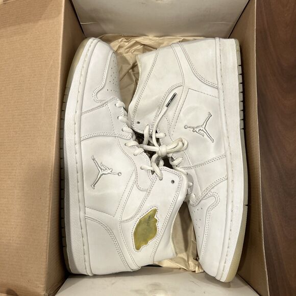 Vintage Air Jordan Retro 1 White Metallic Silver 2002 Sneakers Size 14 Pre-Owned